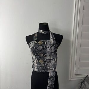 Snakeskin Print Halter Top